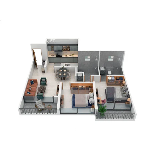 Nirvana Codename LR Dhanori 2 BHK Floor Plan Image