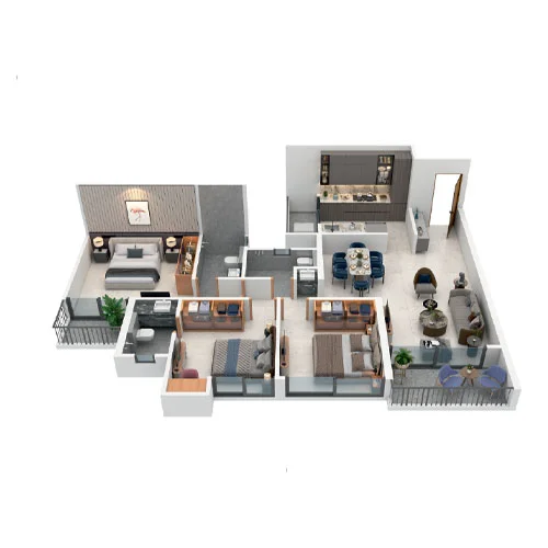Nirvana Codename LR Dhanori 3 BHK Floor Plan Image